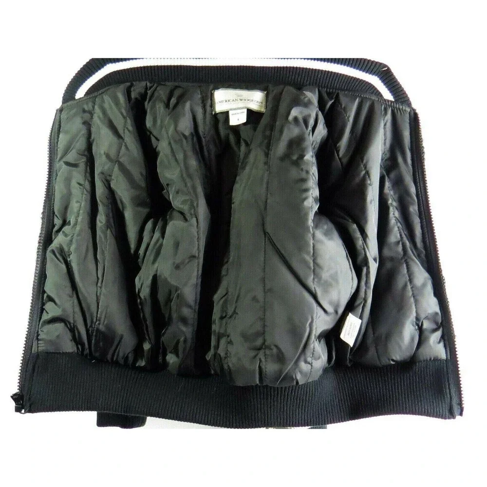 American‎ Widgeon Kids Faux Fur Varsity Bomber Jacket Black White Size 4